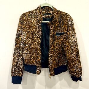 Members Only leopard bomber jacket